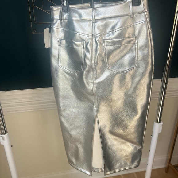 Avec Les Filles Silver Pencil Midi Skirt Cocktail nwot small - Picture 5 of 5
